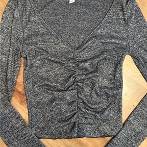 BP Gray Ruched Long Sleeve